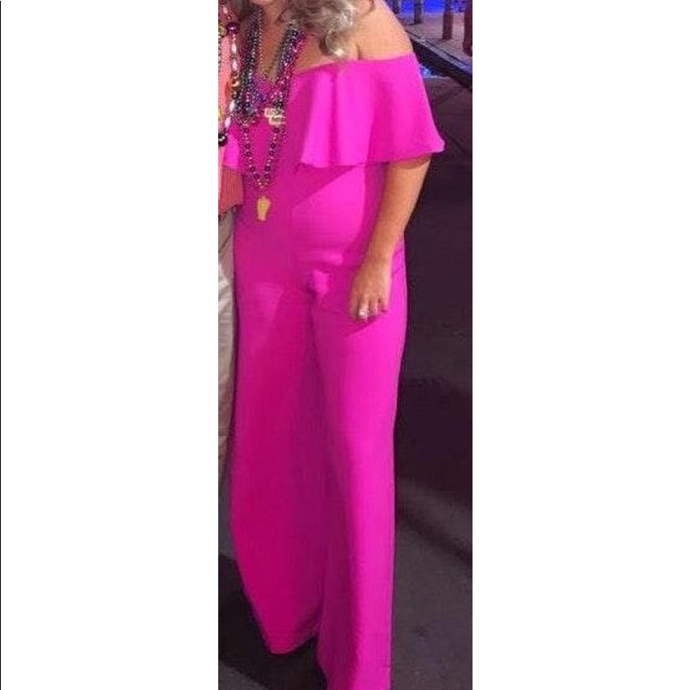 Karlie pink off the shoulder jumpsuit